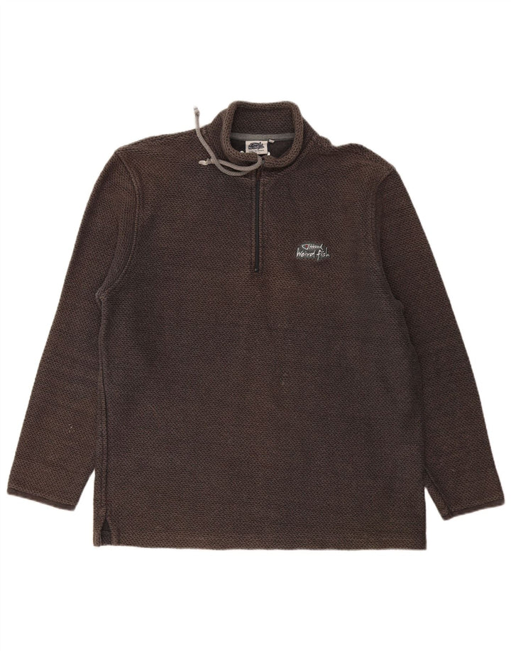 Weird Fish Mens Zip Neck Sweatshirt Jumper XL Grey Cotton