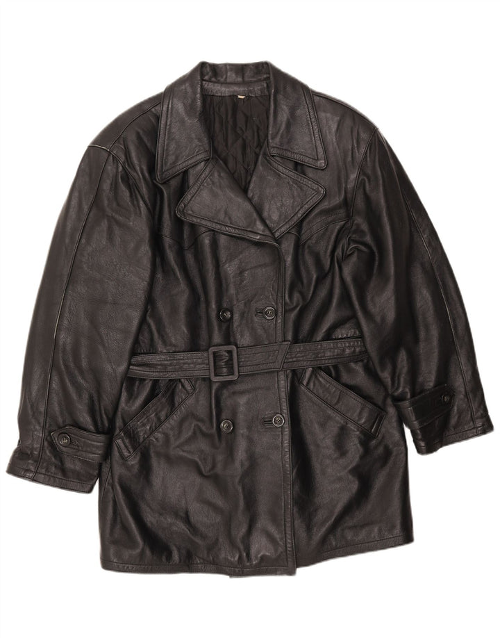 LAVORAZIONE ARTIGIANA Womens Coat UK 12 Medium Black Leather