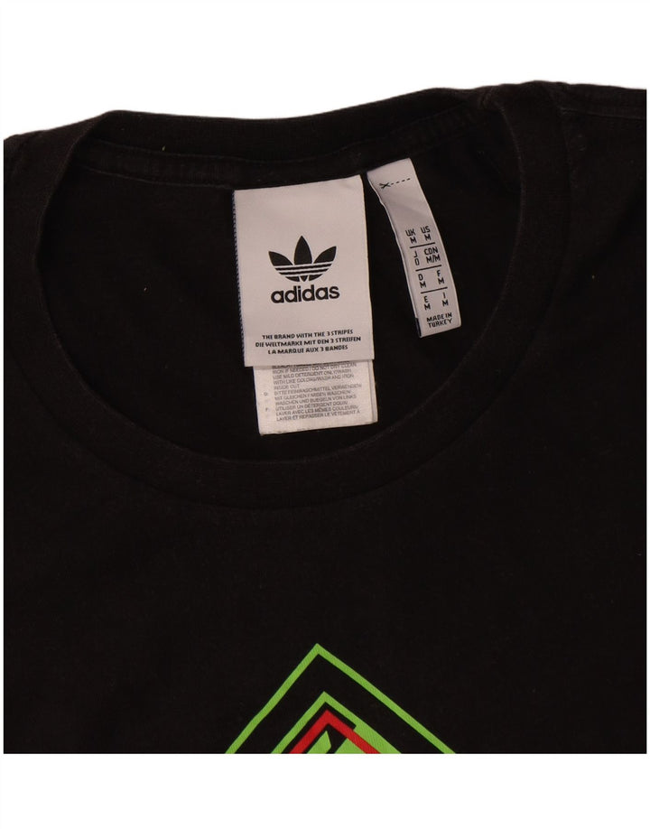 Adidas Mens Graphic T-Shirt Top Medium Black Cotton