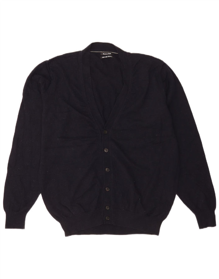 Massimo Dutti Mens Cardigan Sweater XL Navy Blue Wool
