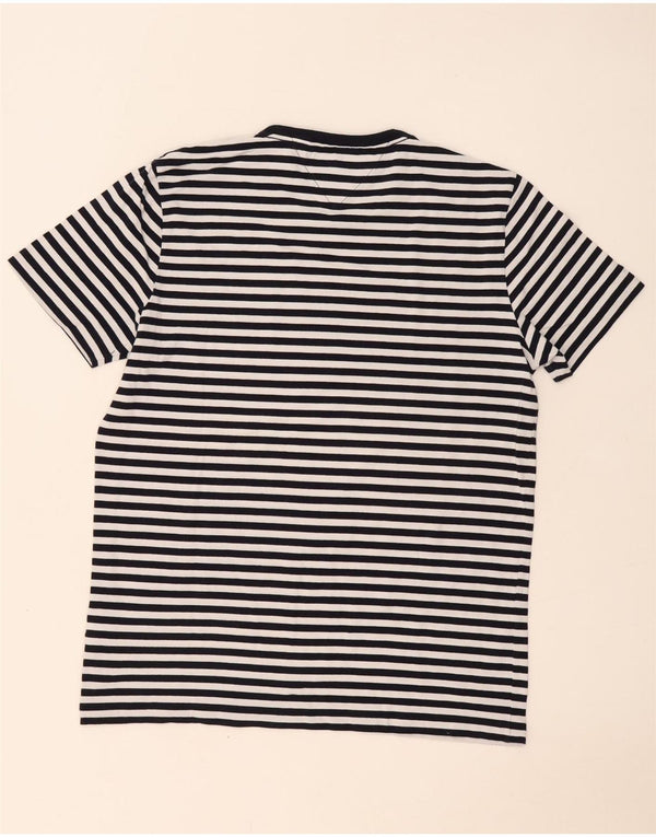 Tommy Hilfiger Mens Slim Fit T-Shirt Top XL Navy Blue Striped Cotton