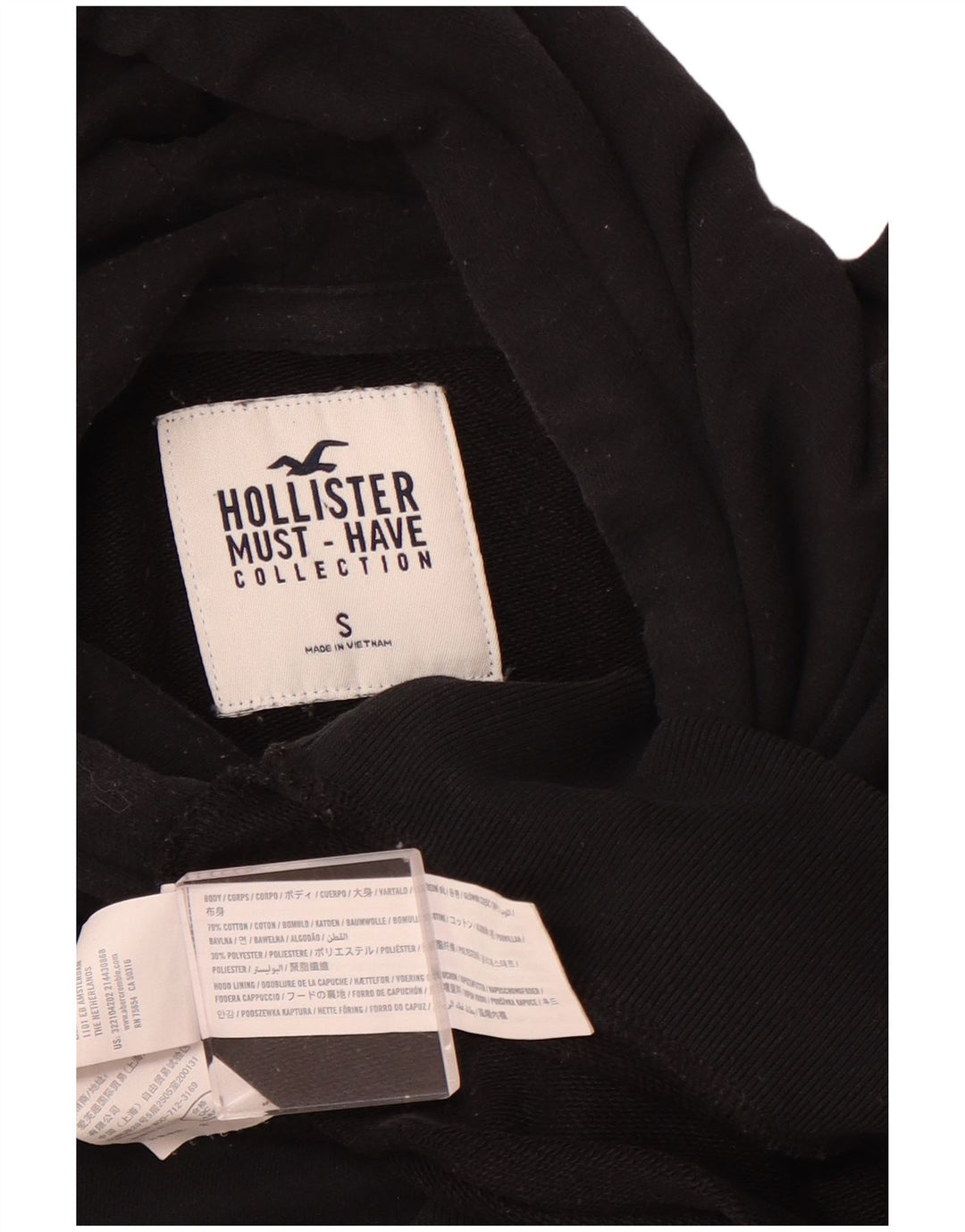 HOLLISTER Mens Hoodie Jumper Small Black Cotton