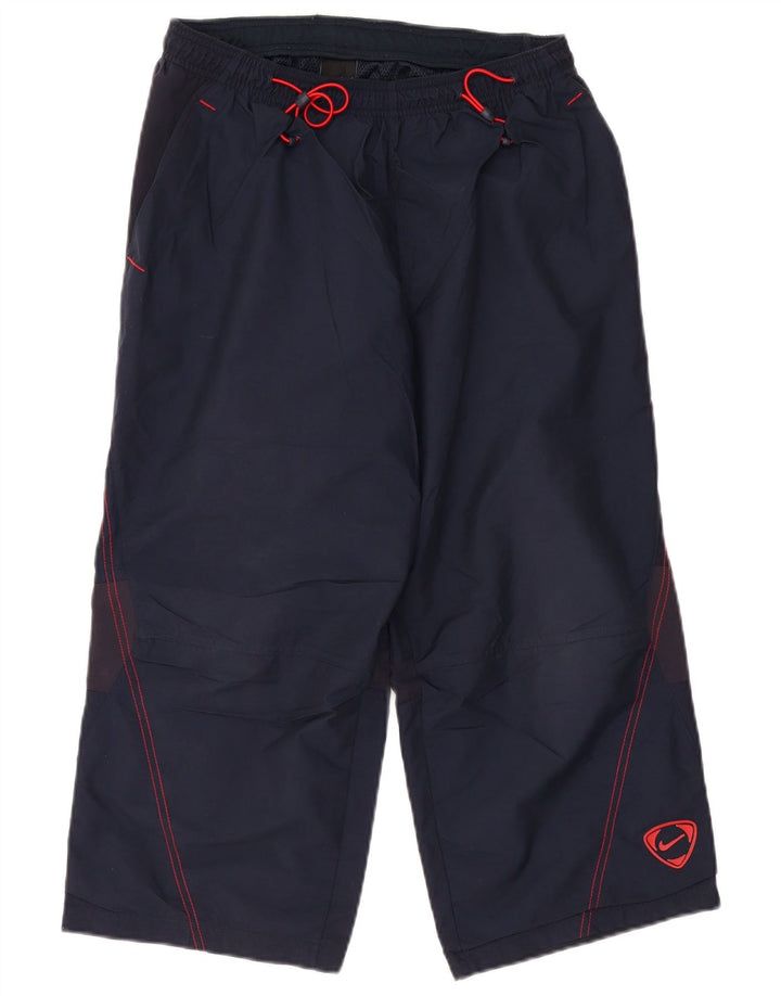 NIKE Mens Capri Tracksuit Trousers Medium  Navy Blue Colourblock Nylon