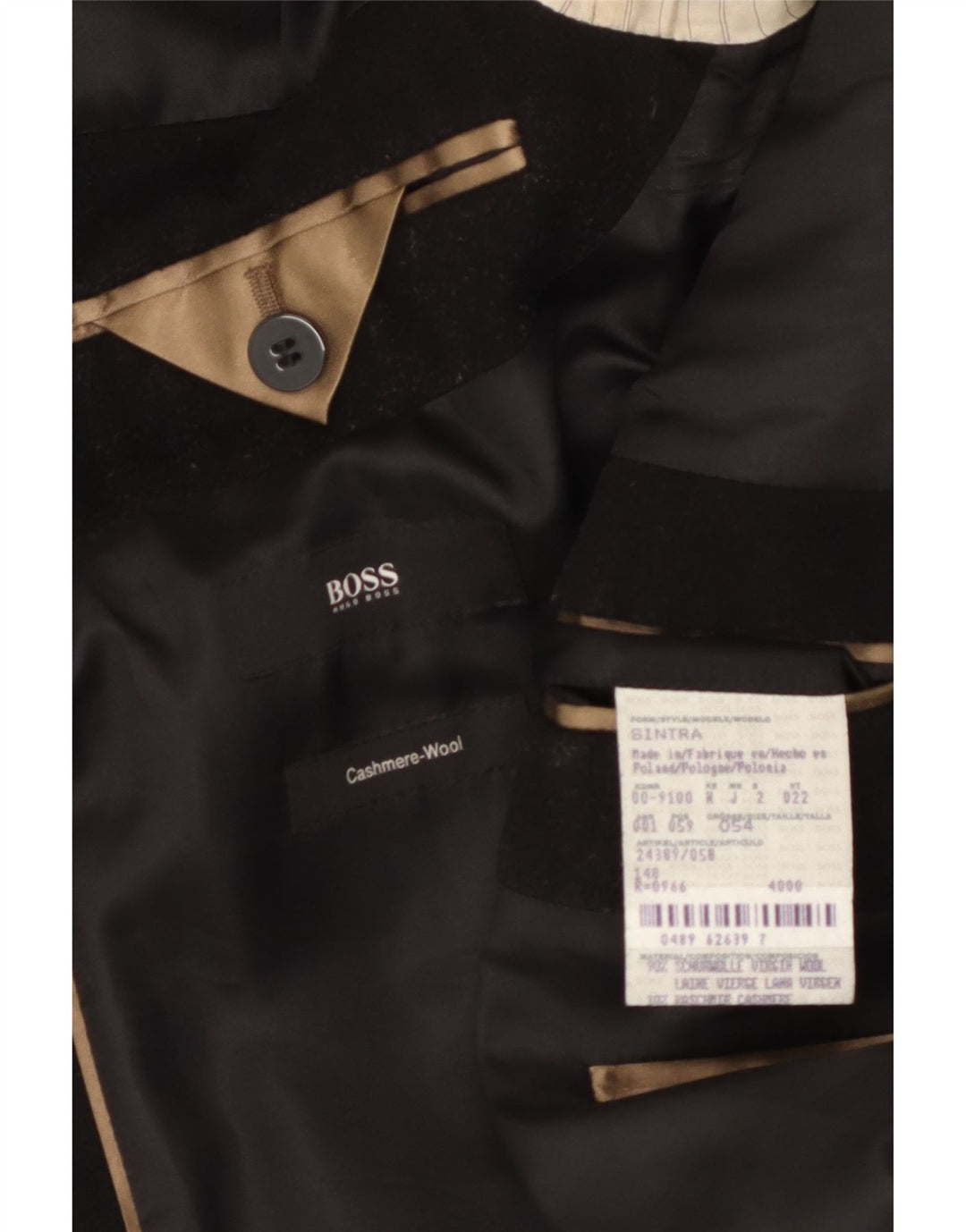 Hugo Boss Mens Overcoat IT 54 2XL Black Virgin Wool