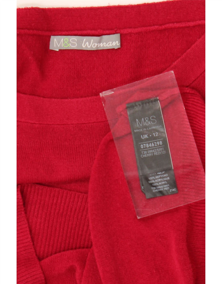 Marks & Spencer Womens Boat Neck Jumper Sweater UK 12 Medium Red