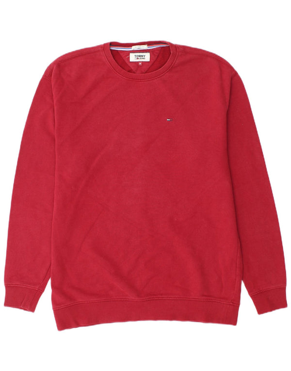 TOMMY HILFIGER Mens Relaxed Fit Sweatshirt Jumper Medium Red Cotton