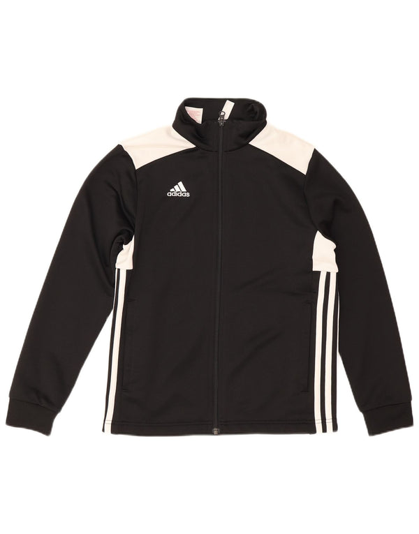 Adidas Boys Tracksuit Top Jacket 11-12 Years Black Colourblock Polyester