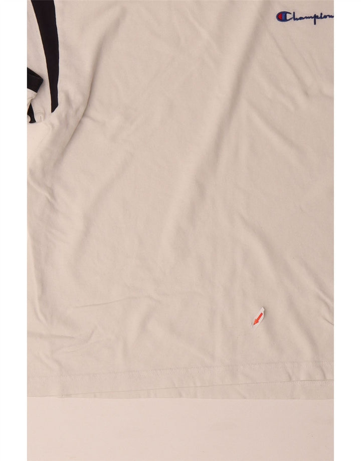 CHAMPION Mens T-Shirt Top Medium White Colourblock Cotton