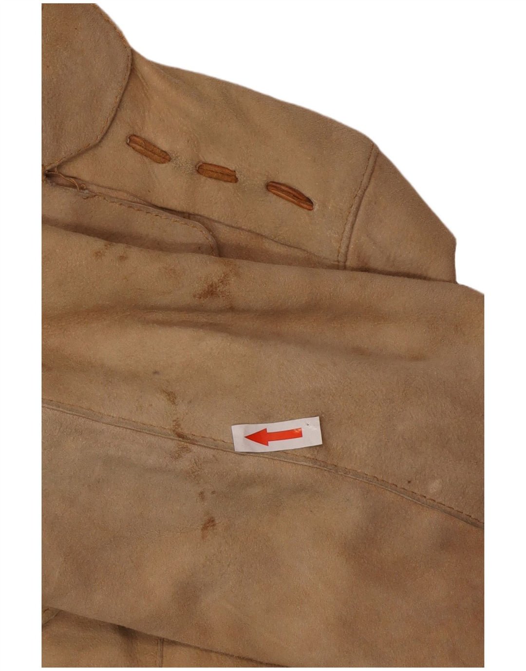 Vintage Womens Suede Leather Coat UK 12 Medium Beige Leather