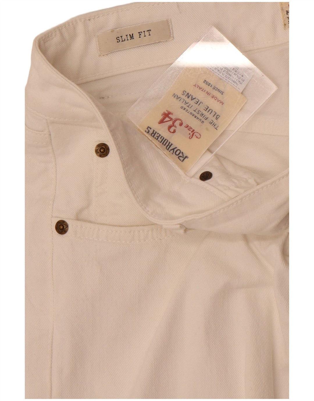 Roy Rogers Womens Slim Jeans W34 L30 White Cotton
