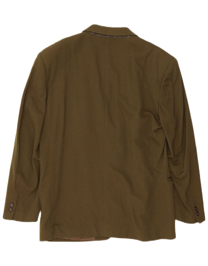 Byblos Mens 2 Button Blazer Jacket IT 50 Large Khaki Wool