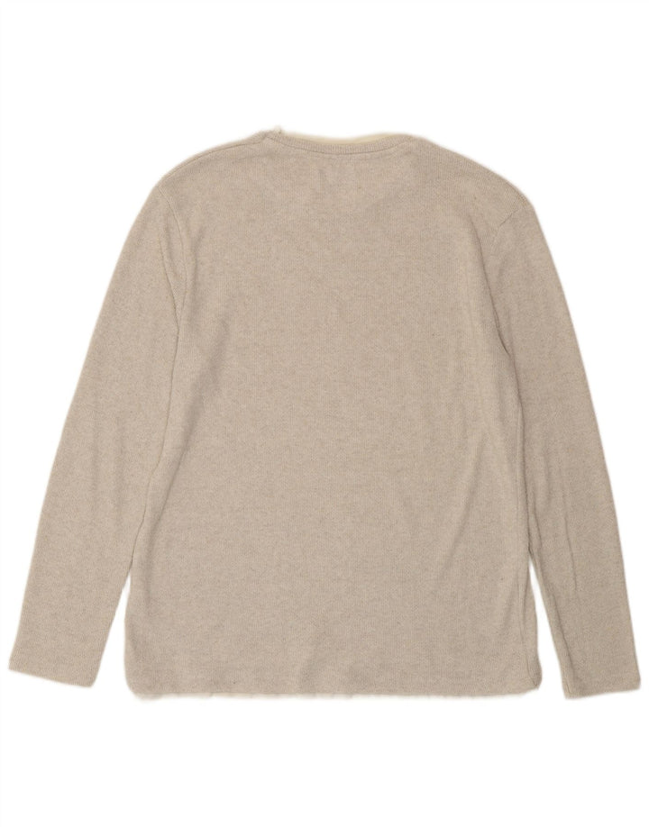 ZARA Womens Top Long Sleeve UK 16 Large Beige Cotton