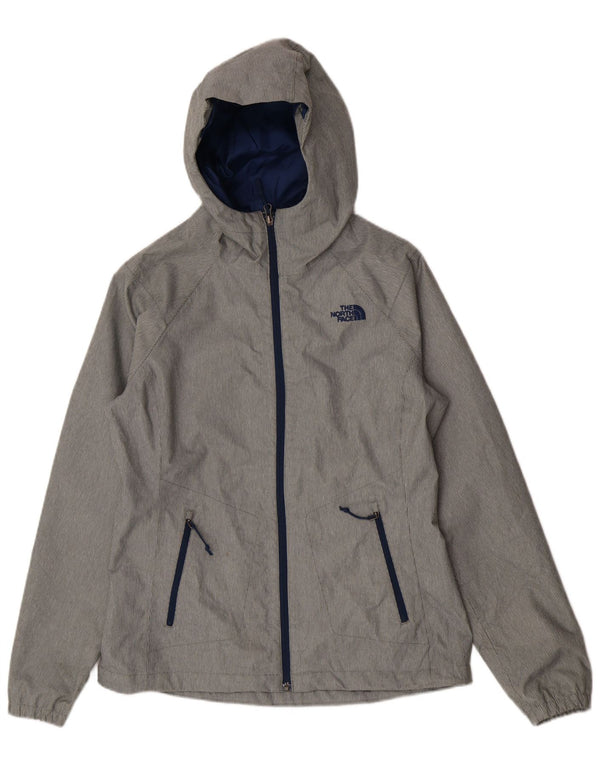 The North Face Womens Hooded Rain Jacket UK 10 Small Grey Pinstripe