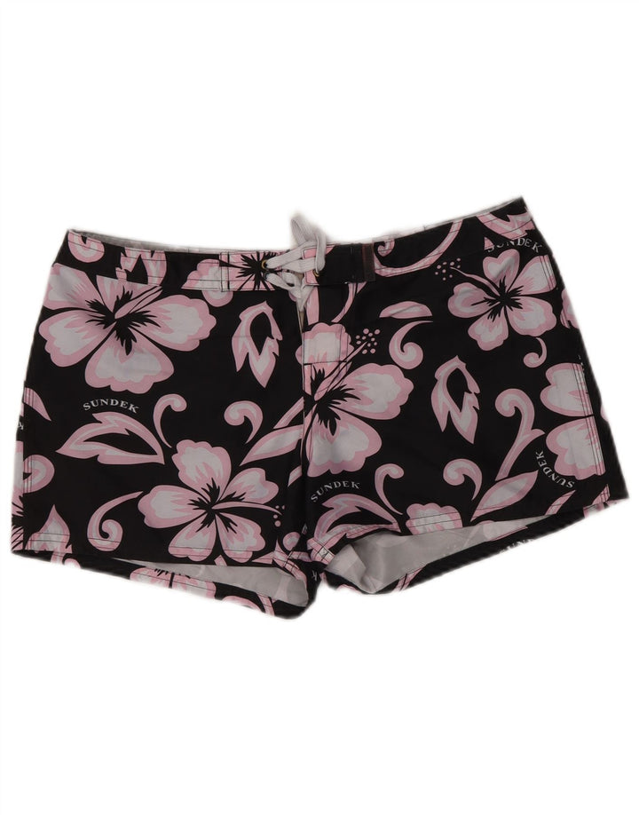 SUNDEK Womens Swimming Shorts US 2 XS W28 Black Floral Polyester