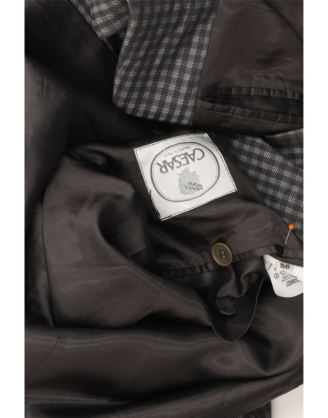 CAESAR  Mens 2 Button Blazer Jacket IT 56 XL Grey Gingham Cotton