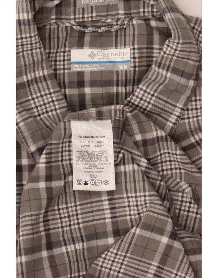 Columbia Mens Short Sleeve Shirt Medium Grey Check Cotton