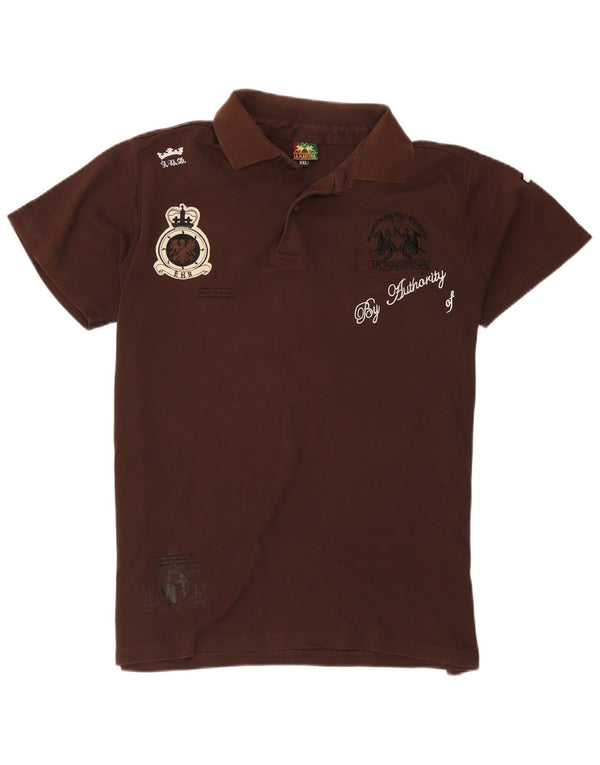 La Martina Mens Graphic Polo Shirt 2XL Brown Cotton