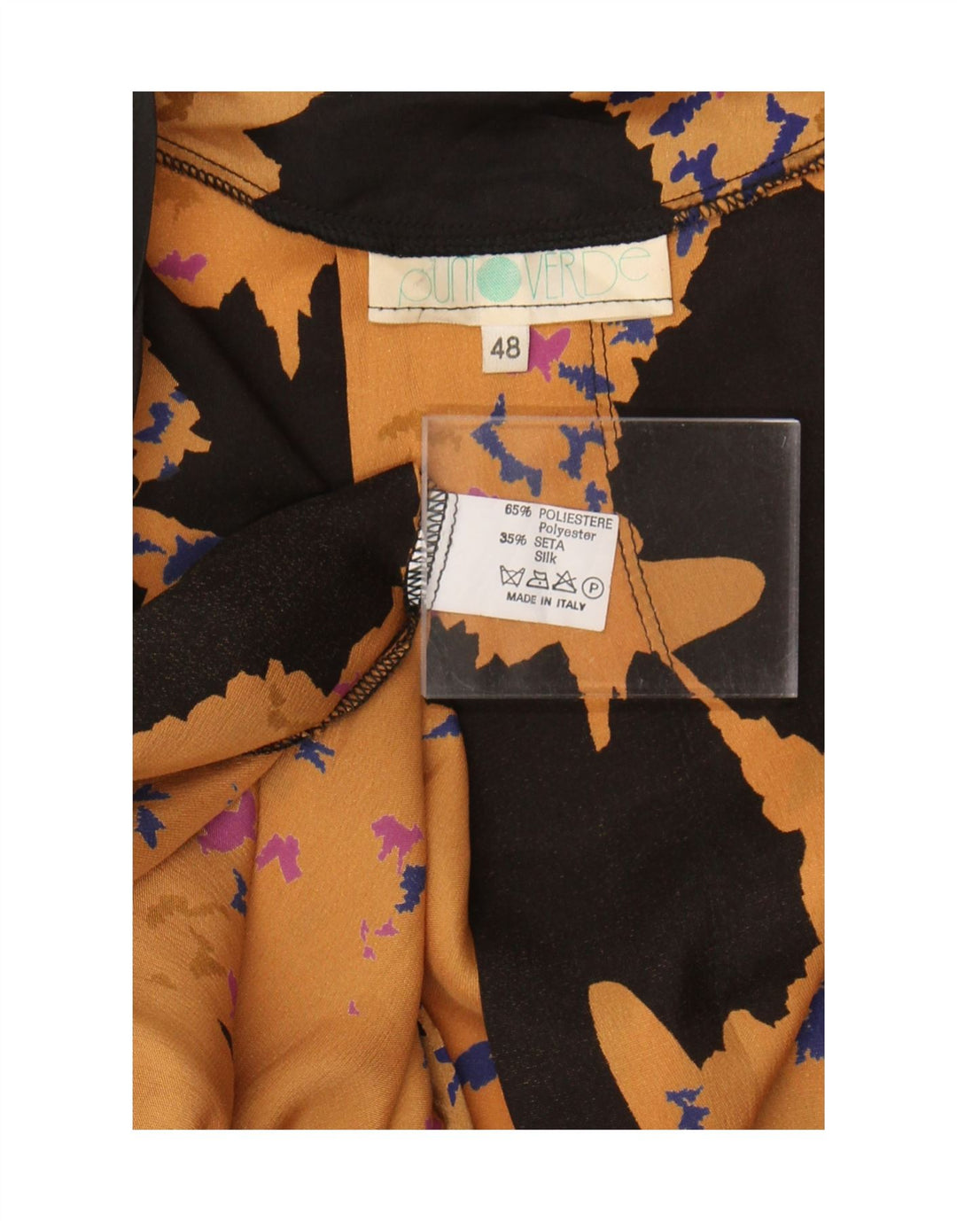 Vintage Womens Abstract Pattern Cardigan Top IT 48 XL Yellow Polyester