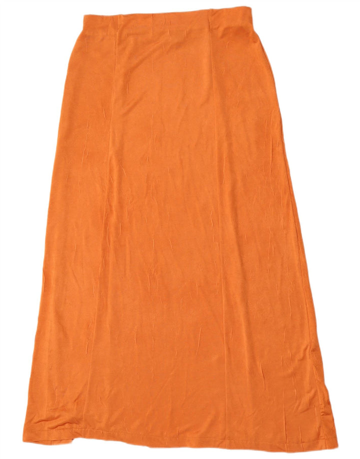 Zara Womens High Waist Maxi Skirt Large W30 Orange Polyester