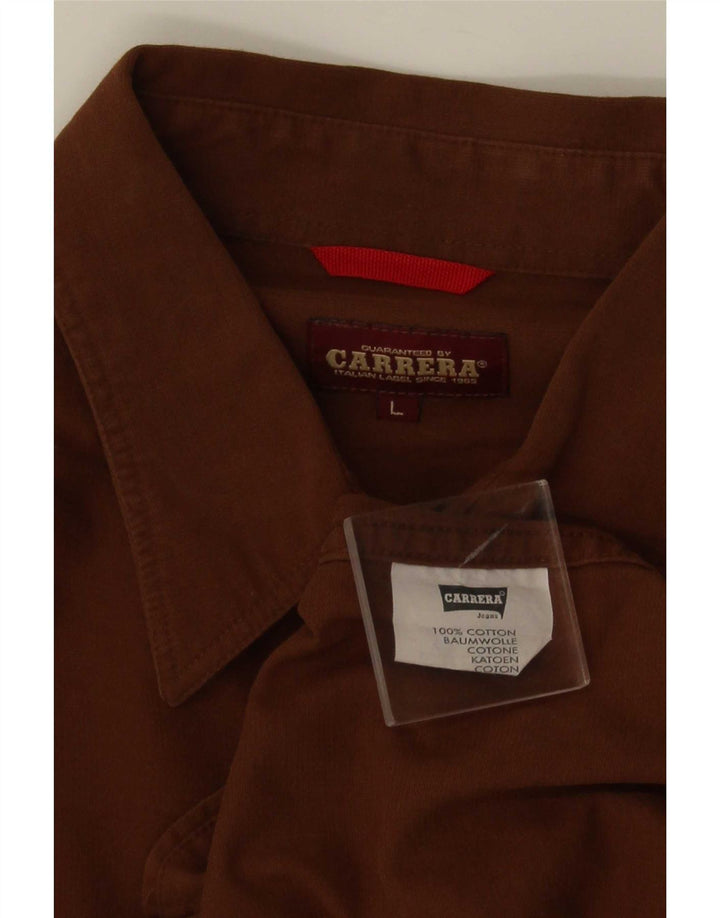 Carrera Mens Military Shirt Large Brown Cotton