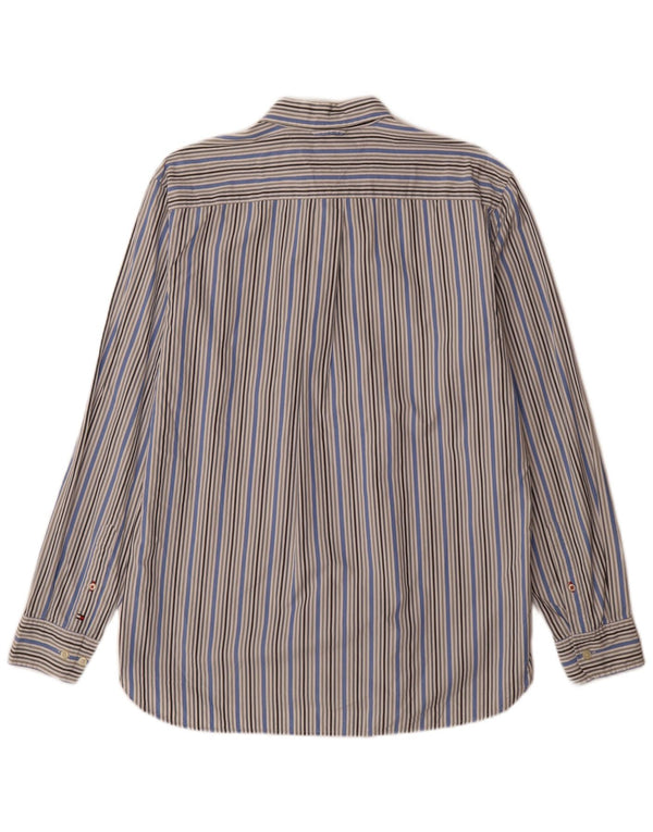 Tommy Hilfiger Mens Shirt Medium Blue Pinstripe Cotton