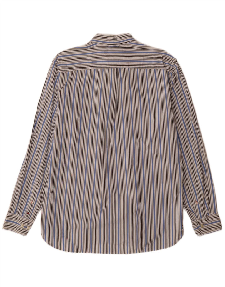 Tommy Hilfiger Mens Shirt Medium Blue Pinstripe Cotton