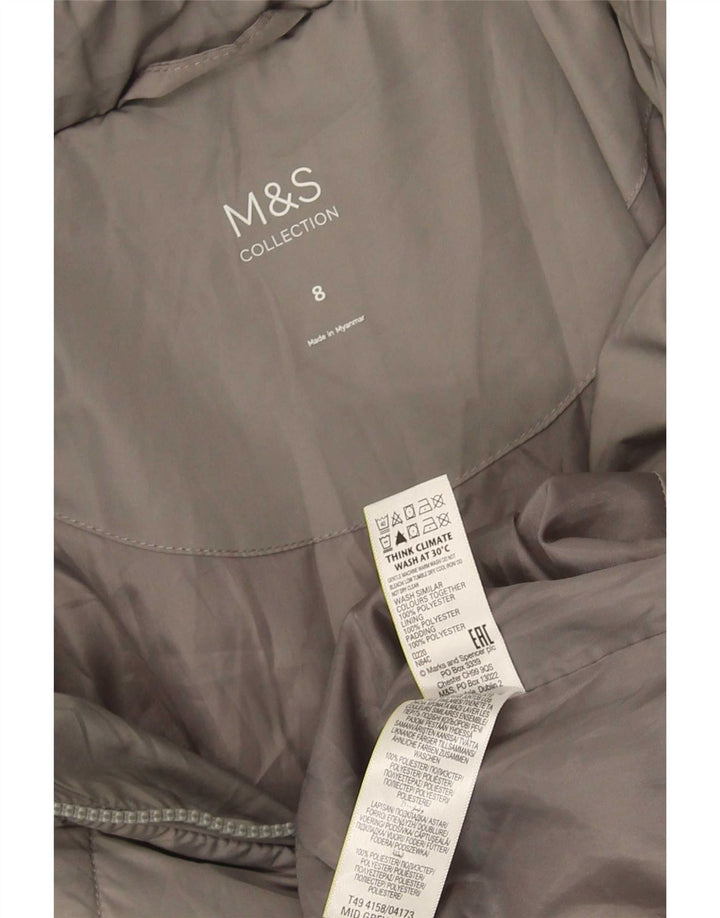 Marks & Spencer Womens Padded Coat UK 8 Small Grey Polyester