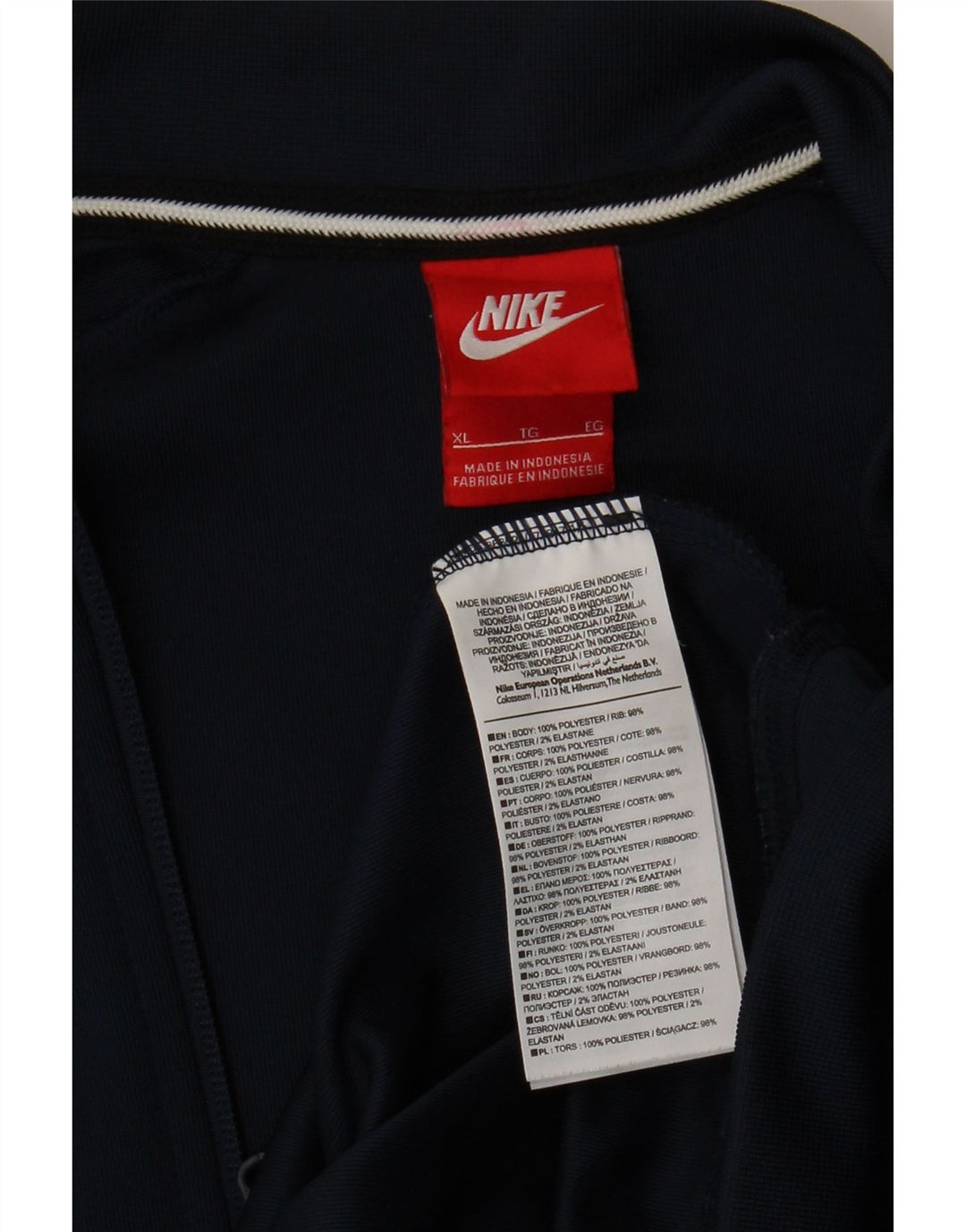 NIKE Mens Tracksuit Top Jacket XL Navy Blue Colourblock Polyester