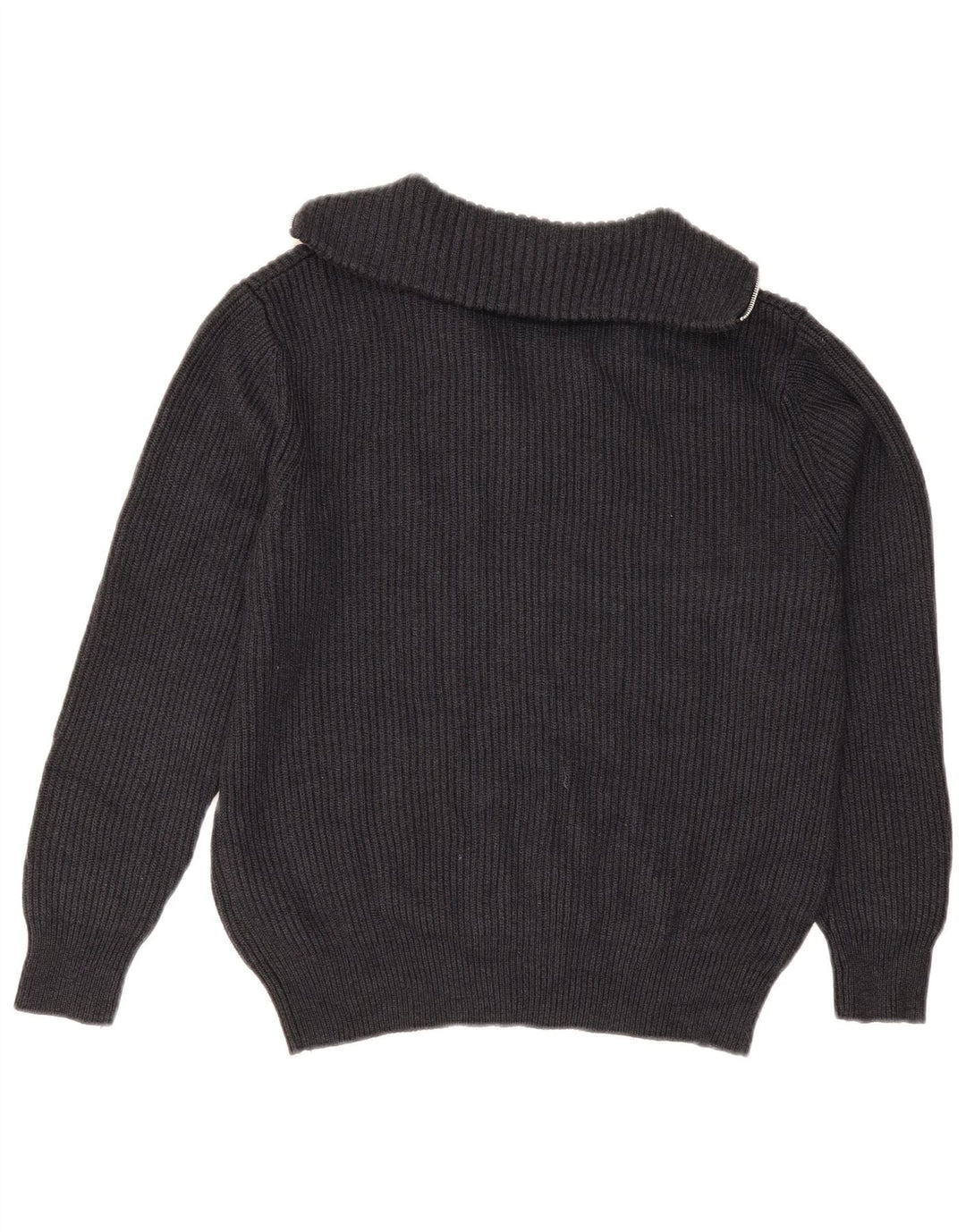 Zara Mens Zip Neck Jumper Sweater Small Grey Polyester