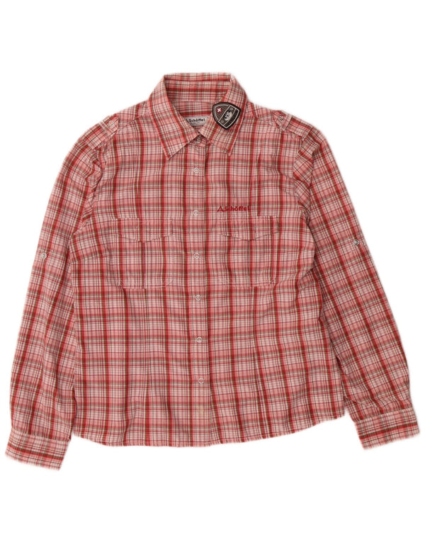 Schoffel Womens Slim Fit Shirt UK 14 Medium Red Check Polyamide