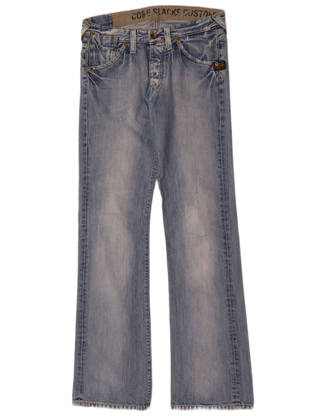 G-Star Mens Distressed Bootcut Jeans W32 L36 Blue Cotton