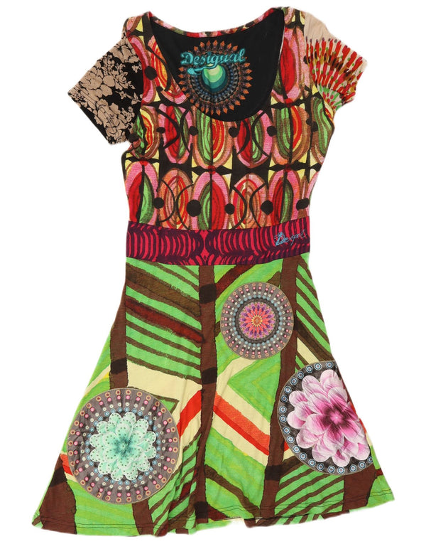 Desigual Womens Graphic A-Line Dress UK 14 Large Multicoloured Geometric