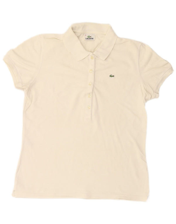 LACOSTE Womens Polo Shirt Size 44 Large White Cotton