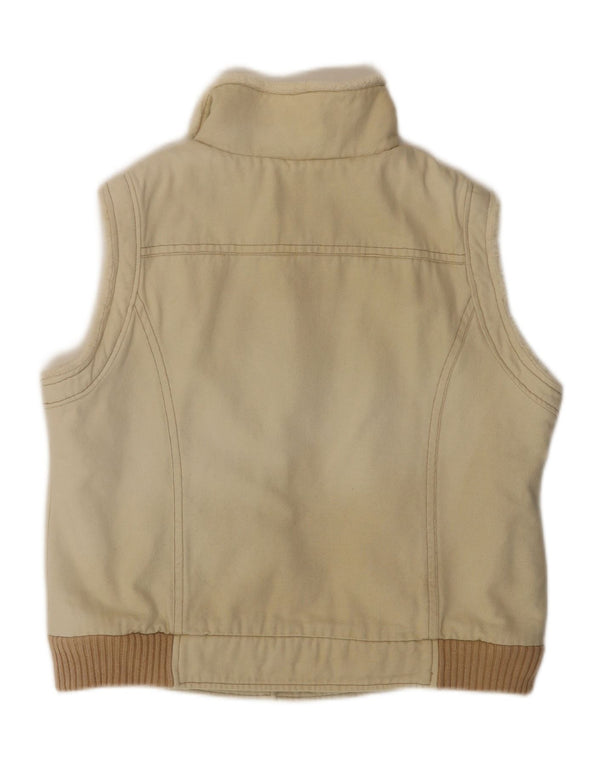 CREW CLOTHING Womens Sherpa Gilet UK 16 Large Beige Cotton