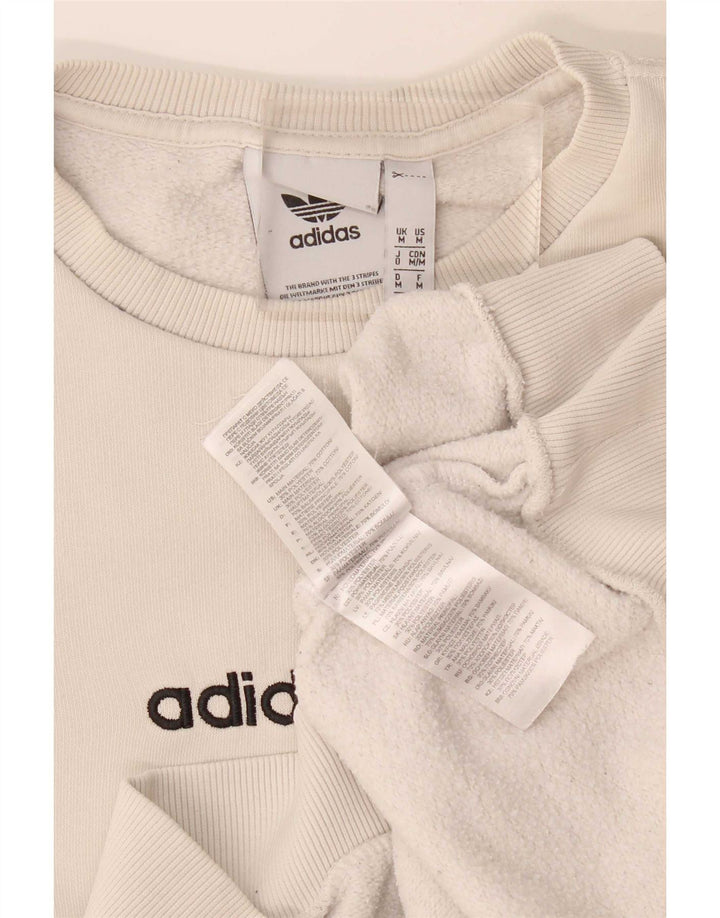 Adidas Mens Graphic Sweatshirt Jumper Medium Beige Cotton