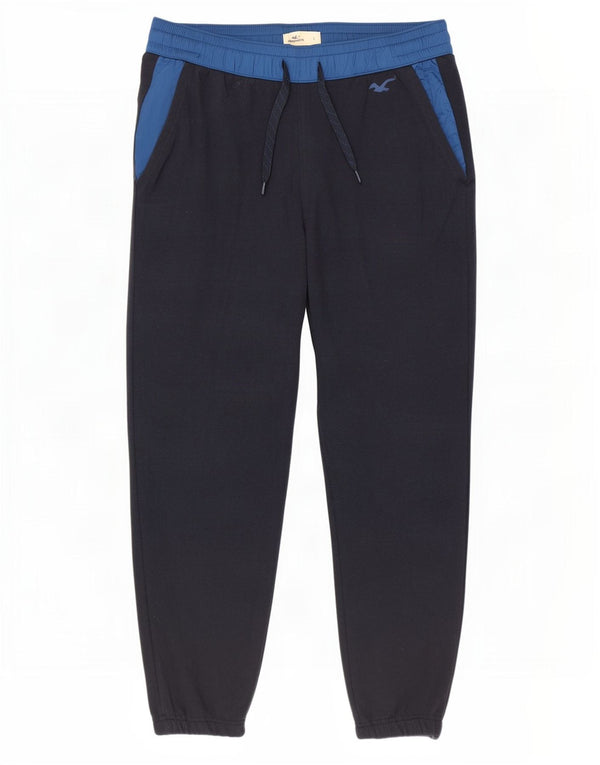 Hollister Mens Tracksuit Trousers Joggers Small Navy Blue Colourblock