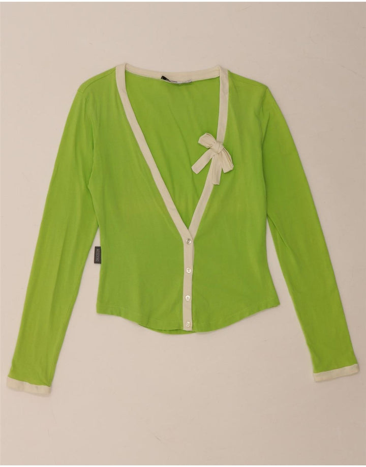 MOSCHINO Womens Cardigan Top UK 14 Medium Green