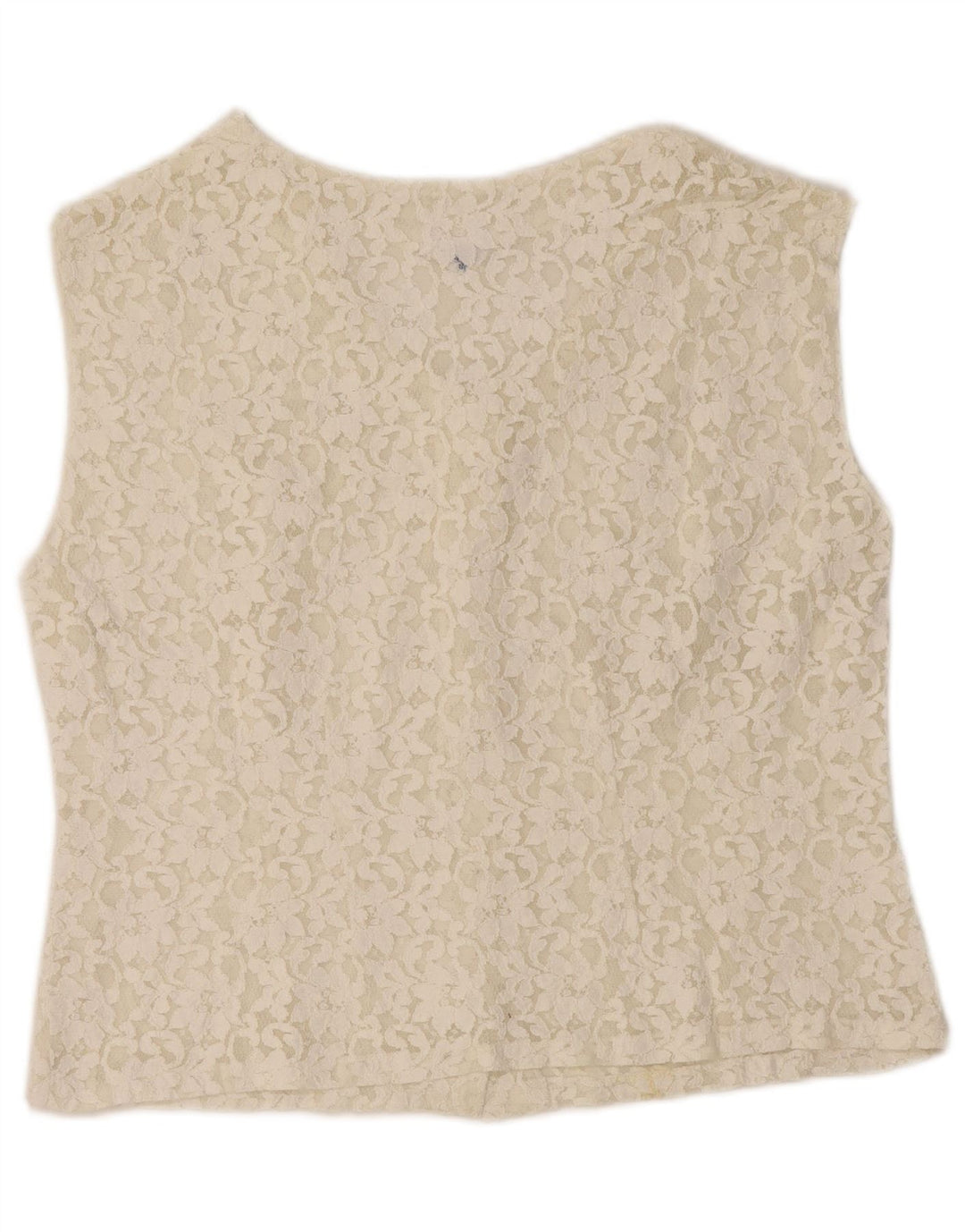 VINTAGE Womens Crop Sleeveless Shirt Blouse IT 50 XL Off White Floral