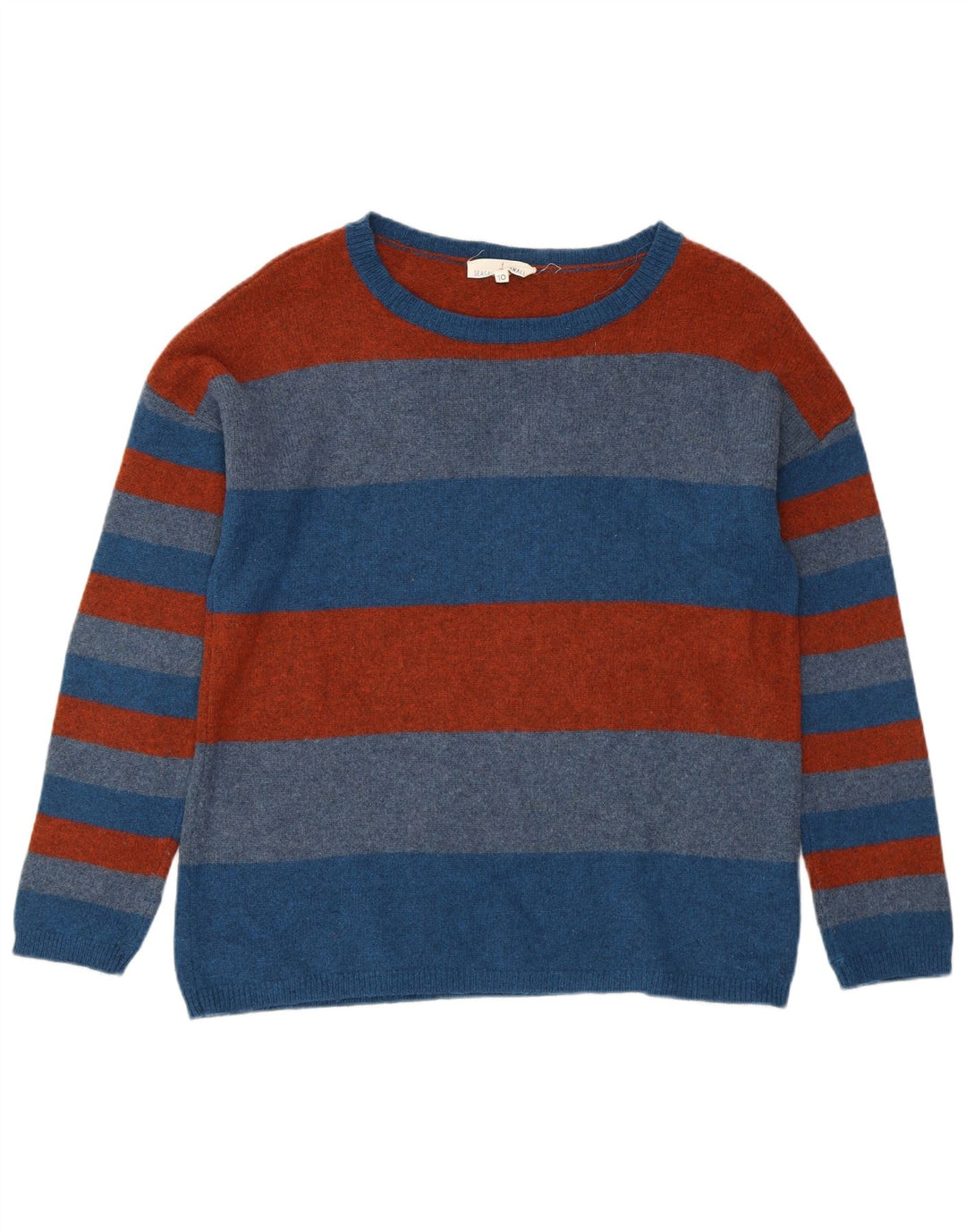 SEASALT CORNWALL Womens Boat Neck Jumper Sweater UK 10 Small Blue Striped