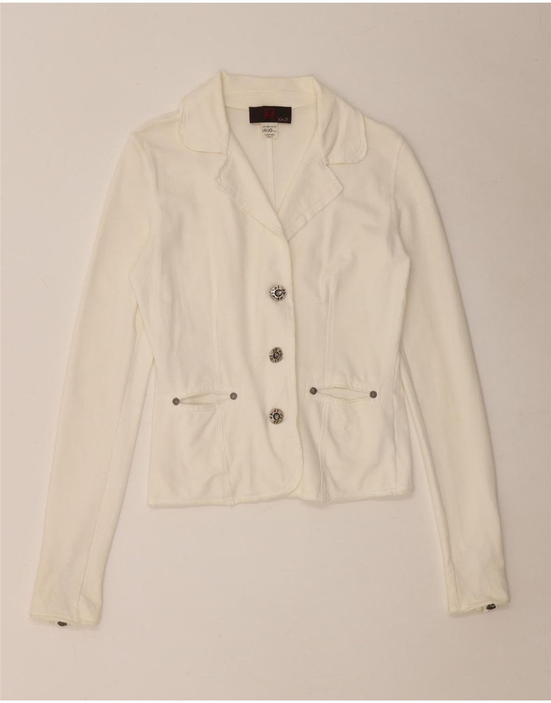 Liu Jo Womens 3 Button Blazer Jacket UK 10 Small White Cotton