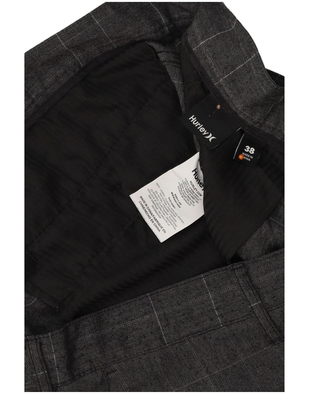 HURLEY Mens Chino Shorts W38 XL Grey Check Polyester