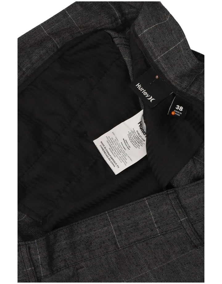 HURLEY Mens Chino Shorts W38 XL Grey Check Polyester