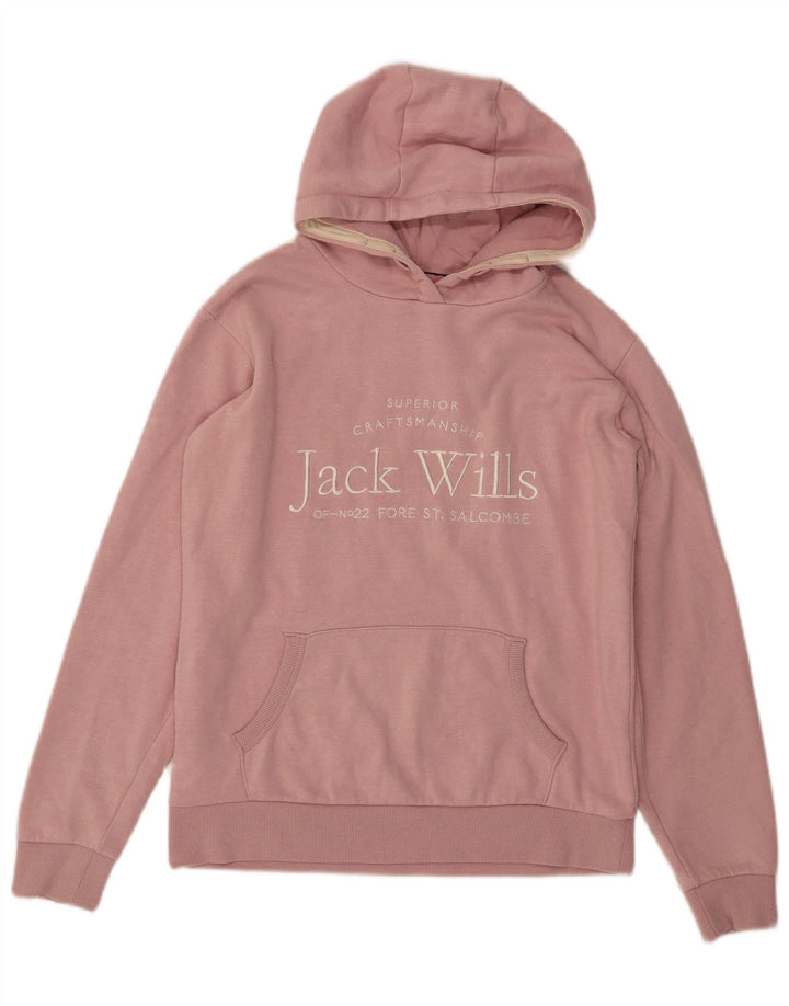 JACK WILLS Girls Hoodie Jumper 14-15 Years Pink Cotton