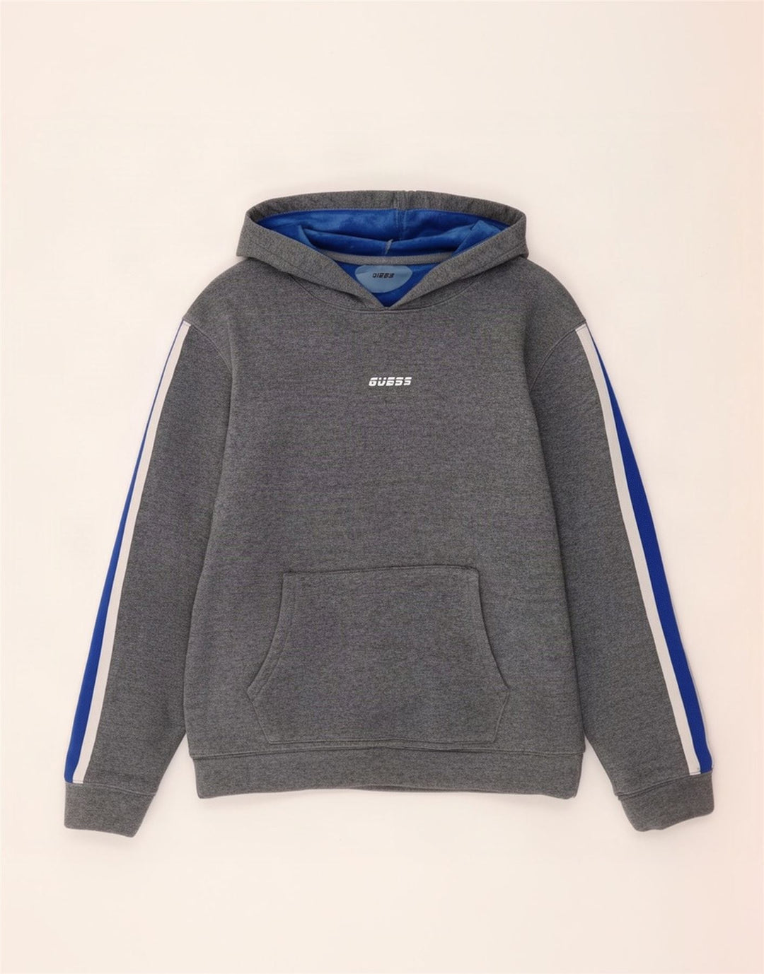 Guess Mens Hoodie Jumper Medium Grey Colourblock Polyester