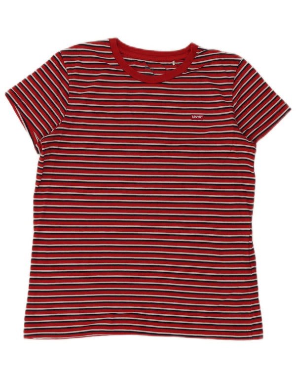 LEVI'S Mens T-Shirt Top Small Red Striped Cotton