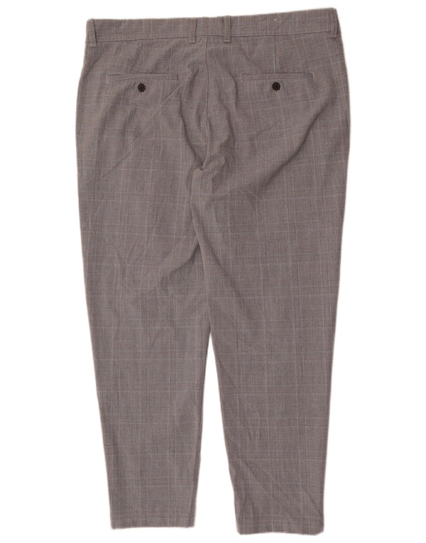Zara Mens Slim Chino Trousers EU 48 XL W38 L28 Grey Check