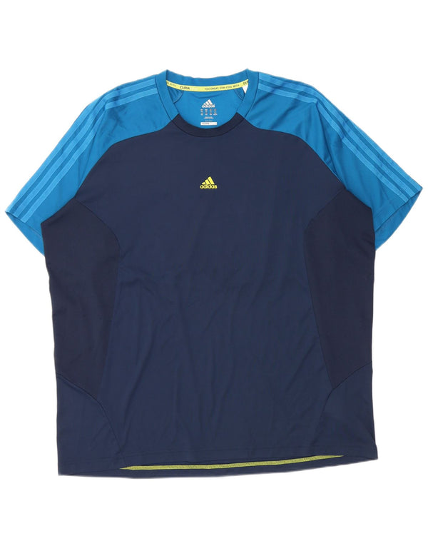 Adidas Mens Climacool T-Shirt Top 2XL Navy Blue Colourblock Polyester