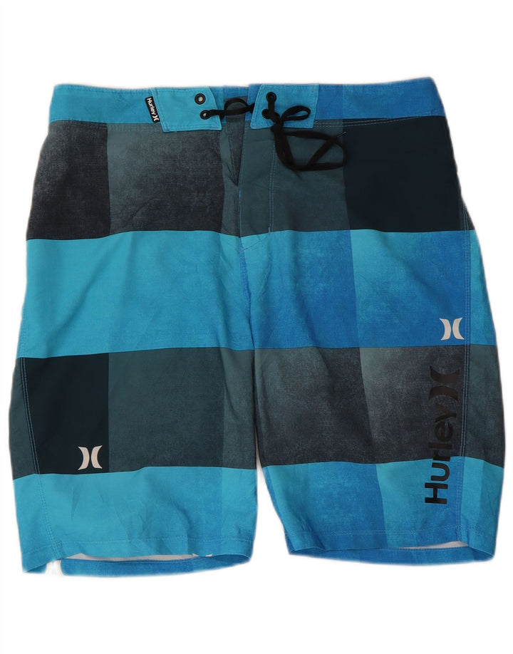Hurley Mens Graphic Swimming Shorts Medium Blue Colourblock Polyester