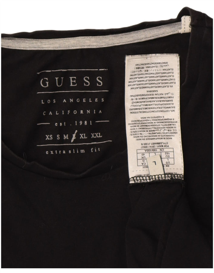 Guess Mens T-Shirt Top Large Black Cotton