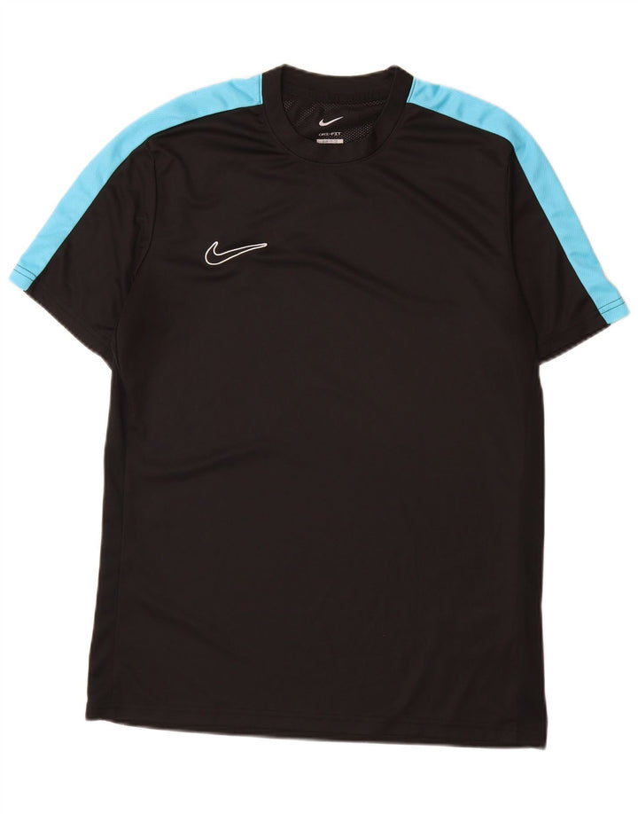 Nike Mens Dri Fit Slim Fit T-Shirt Top Large Black Colourblock Polyester